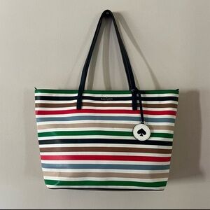 Kate Spade Large striped Tanya Tote, NWT , small mark on front ( see pics)